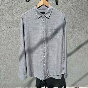 Rails Men's Gray 100% Cotton Wyatt Steel Oxford Button-Up Shirt Medium